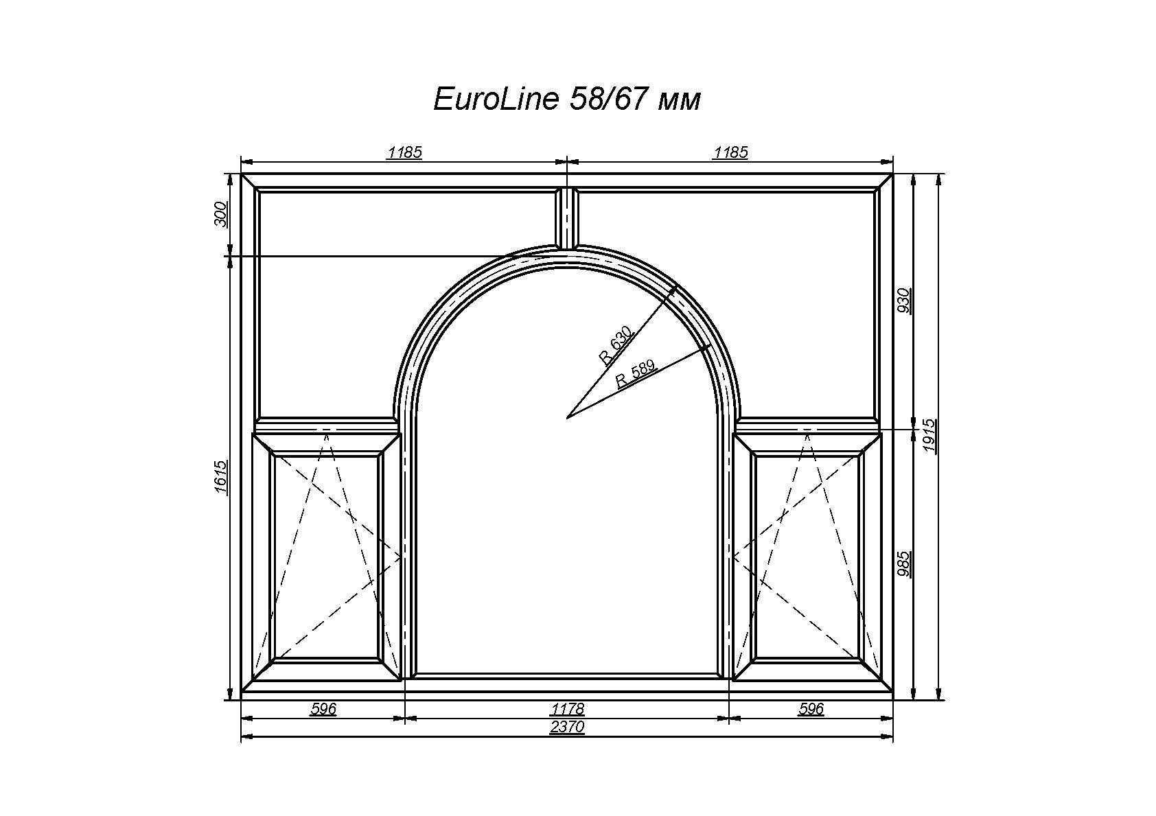 Арка дверной проем установка. Чертеж арки ширина 1500 высота 2150 с двумя радиусами. Арка чертеж. Импост арки.